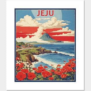 Jeju South Korea Travel Tourism Retro Vintage Posters and Art